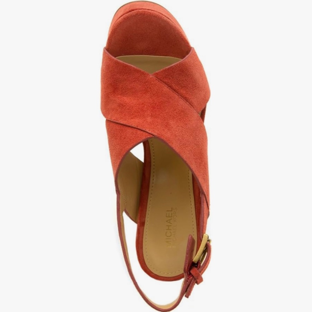 Michael Kors Mariana Sling Cinnamon Suede Size 7M Platform - Picture 7 of 17